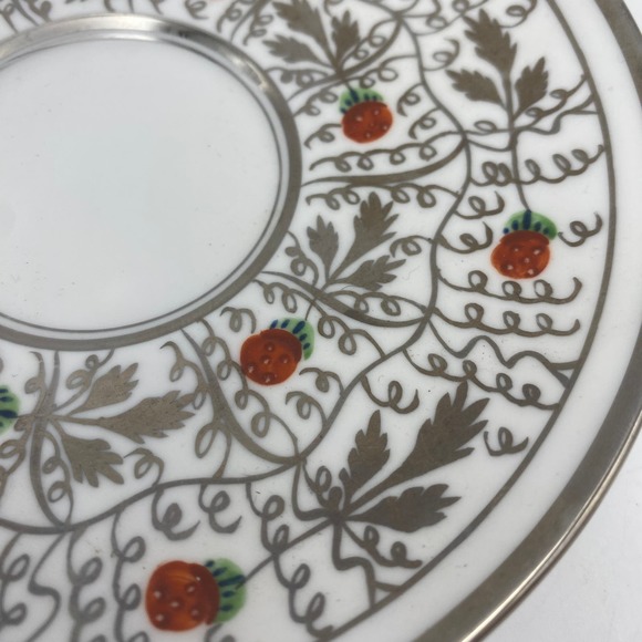 Royal Chelsea Teacup & Saucer 2242A Strawberries Silver - Picture 3 of 12